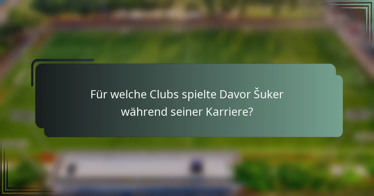 Für welche Clubs spielte Davor Šuker während seiner Karriere?