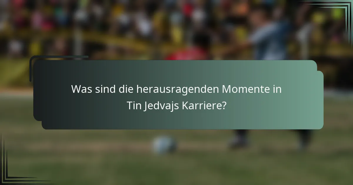 Was sind die herausragenden Momente in Tin Jedvajs Karriere?