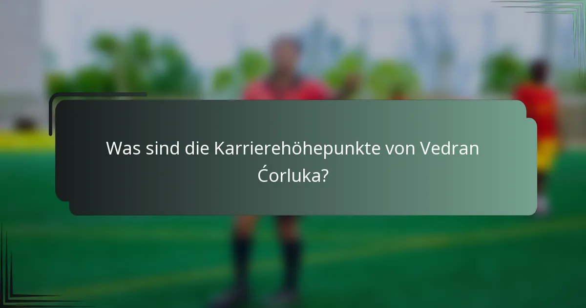 Was sind die Karrierehöhepunkte von Vedran Ćorluka?