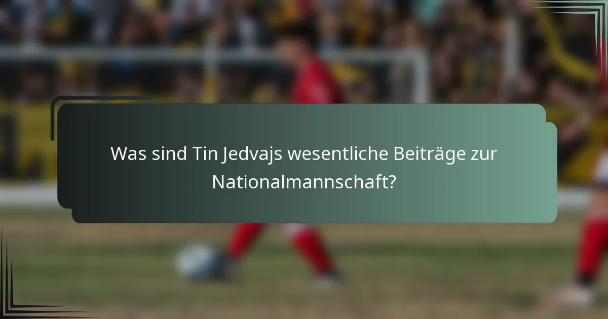 Was sind Tin Jedvajs wesentliche Beiträge zur Nationalmannschaft?