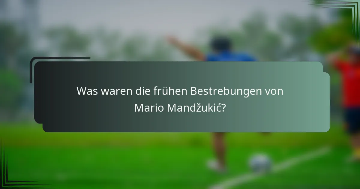 Was waren die frühen Bestrebungen von Mario Mandžukić?